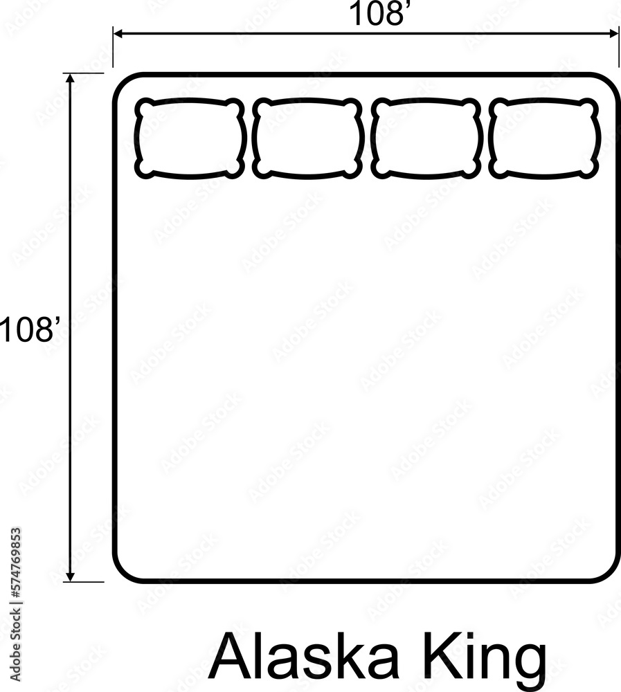 Bed Sizes Alaska King and Mattress Dimensions . Pictograms depict icons