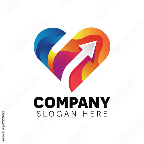 Colorful Heart Arrow logo Design vector icon illustration
