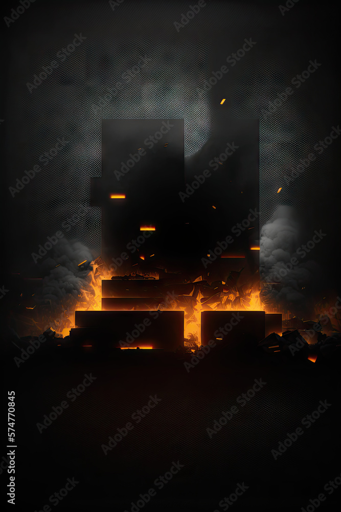 Dark Futuristic abstract Grunge Black Orange Grey Background with copy space for text - Dark Grunge Backgrounds Series - Dark Grunge Background texture Wallpaper created with Generative AI technology