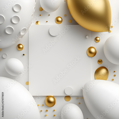 Clean white easter eggs with golden accents, background