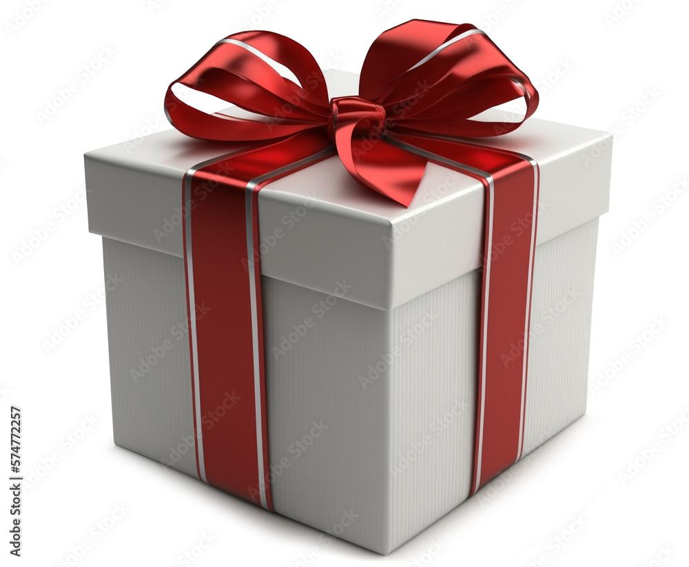 Christmas or Valentines Day gift red white isolated. Generative AI Christmas or Valentines Day gift red white isolated. Generative AI