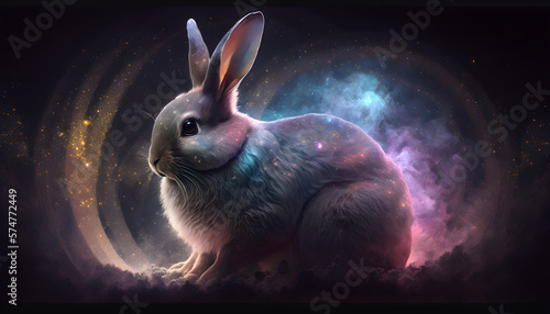 easter bunny with galaxy aura 