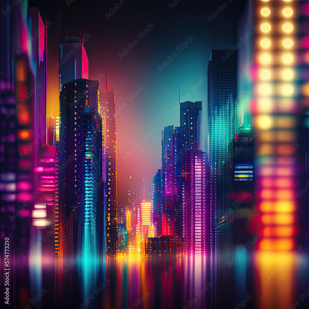 Colorful Abstract Cityscape, Generative AI
