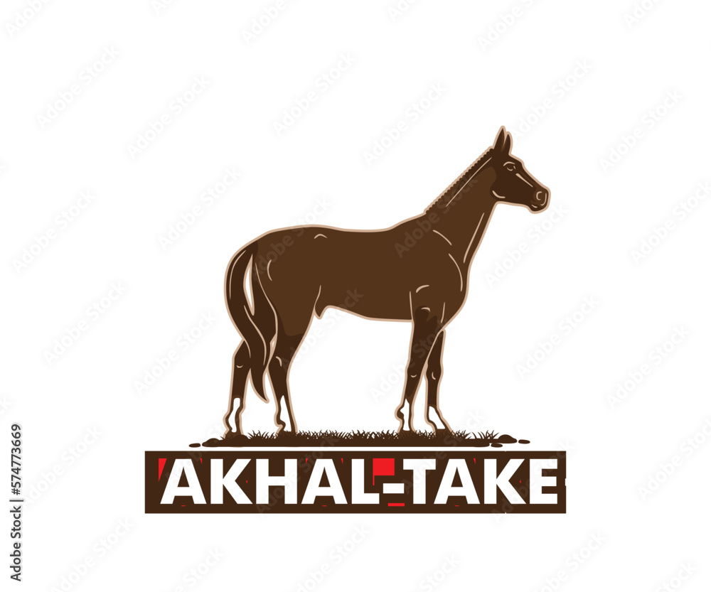 AKHAL-TAKE HORSE BREED LOGO. silhouette of smart strongest horse vector illustrations AKHAL-TAKE HORSE BREED LOGO. silhouette of smart strongest horse vector illustrations