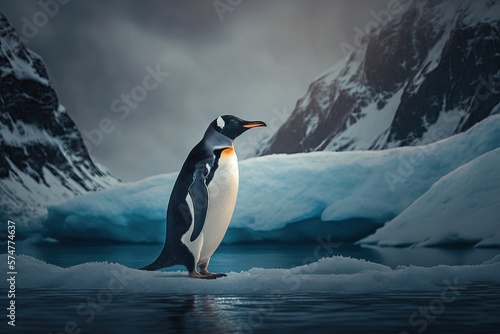 A Penguin standing in the Antarctica  generative AI