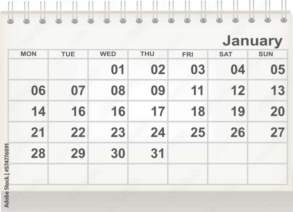 White blank calendar. vector illustration White blank calendar. vector illustration