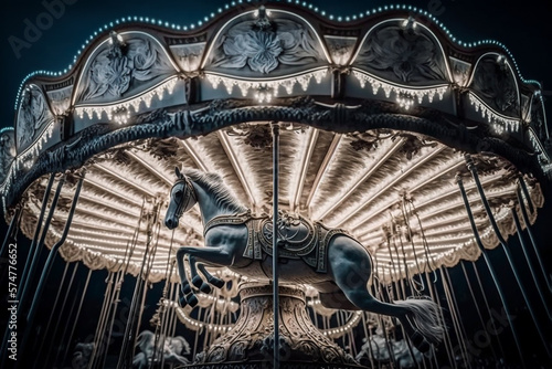 fantasy magical carousel most amazing intricate carousel in the world fairy lights tiny pixies flying in the air,generative ai.