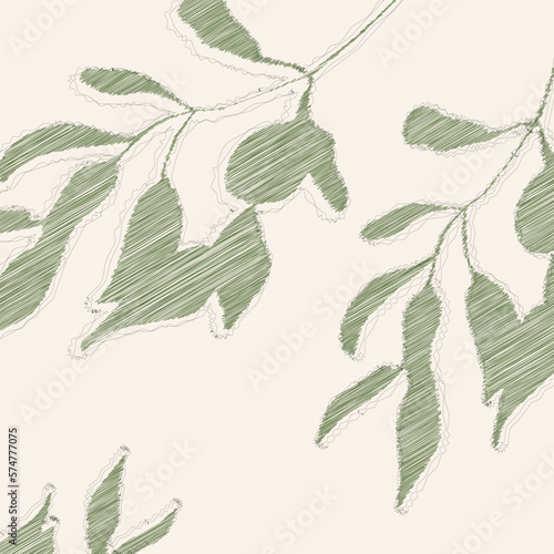 Ikat texture branches and lines abstract background in green for fashion graphics such as T-shirt placement print, home decor such as wall poster or advertising and promotion in banners, flyers