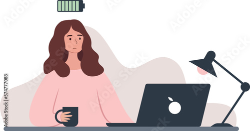illustration of a girl working on a laptop