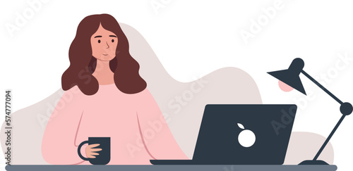illustration of a girl working on a laptop