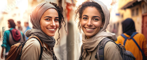 young adult women, tourist ...