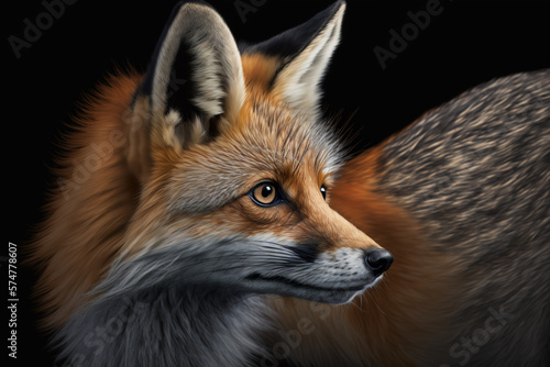 Close up portrait of a Red fox (Vulpes vulpes) . Generative AI