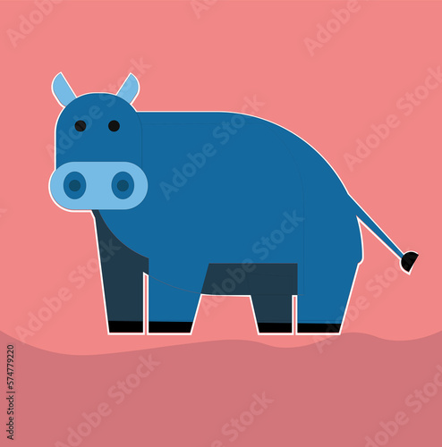dibujo de hipopotamo con fondo rosado photo