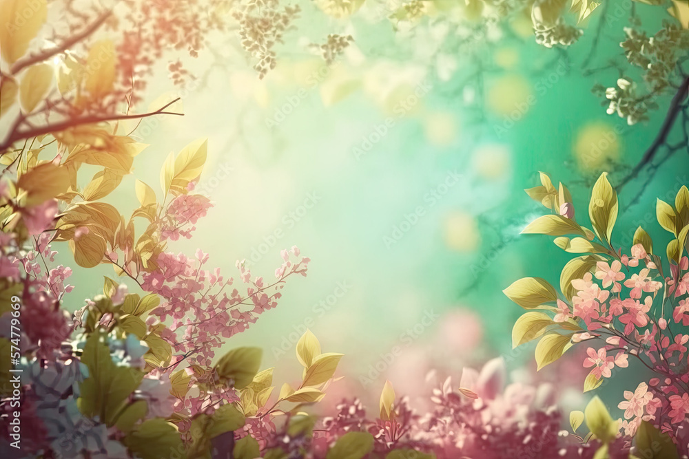 Spring nature bright background texture with empty copy space for text - Spring Backgrounds Series - Spring Background Concept Wallpaper created with Generative AI technology