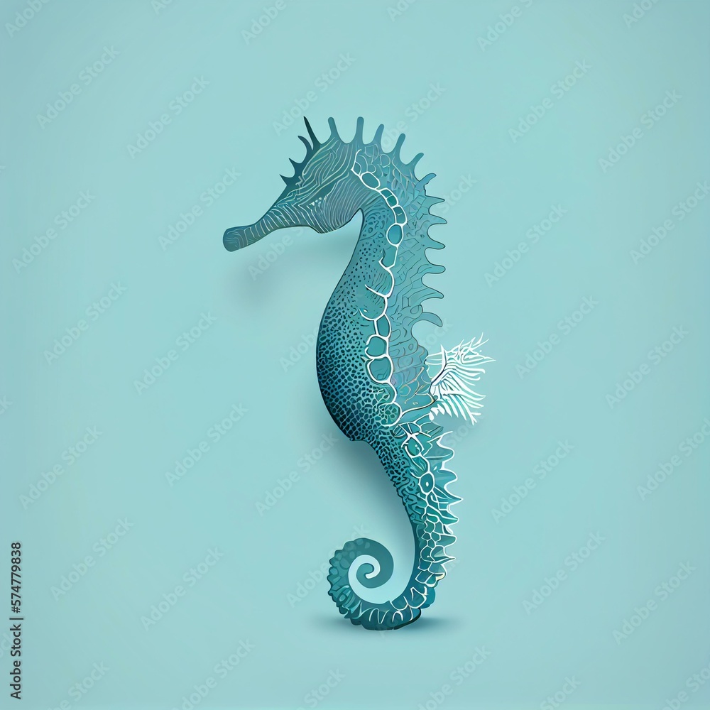 Fototapeta premium A minimalistic illustration of a seahorse generative AI