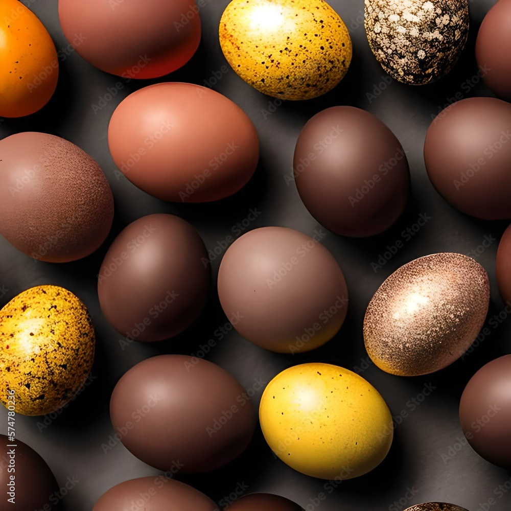 Easter eggs in a tatch basket on a wooden table - IA generativa Easter eggs in a tatch basket on a wooden table - IA generativa