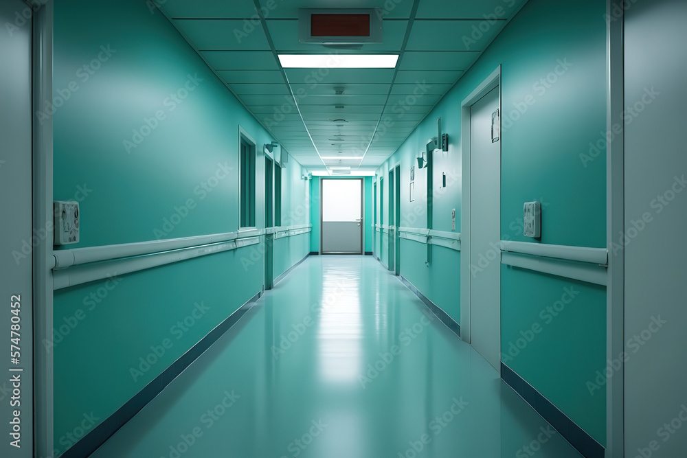 a deep hospital corridor in further detail