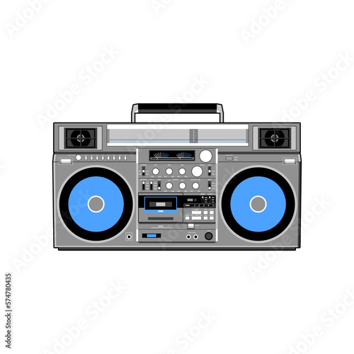 Vector image of a classic Boombox or Ghetto Blaster. Inspired by the JVC RC-M90 model in black and blue
