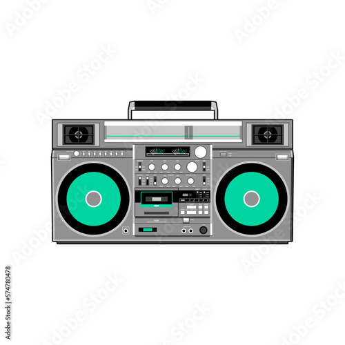Vector image of a classic Boombox or Ghetto Blaster. Inspired by the JVC RC-M90 model in black and green