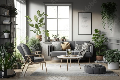 Modern scandinavian interior of living room