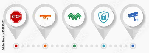 Home security vector icons, cctv system flat design web pointers collection, business concept infographic template