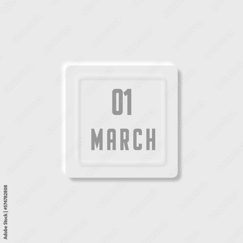 Calendar page with March 1st date Calendar page with March 1st date