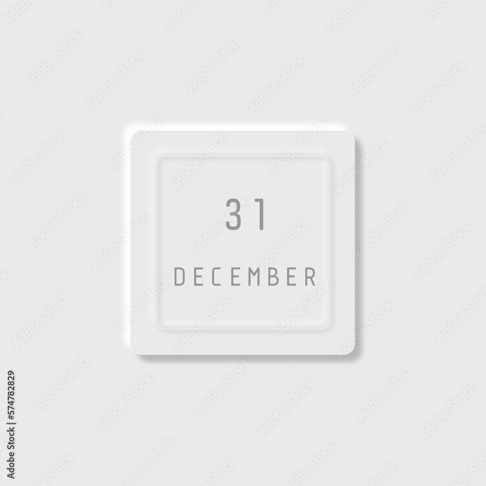 Calendar page with December 31st Calendar page with December 31st