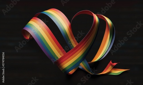  a rainbow colored ribbon on a black background with a black background and a black background with a black background and a rainbow colored ribbon on a black background. generative ai © Nadia
