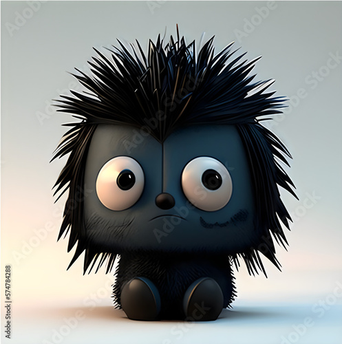 3d cute monster/porcupine - artificial intelligence