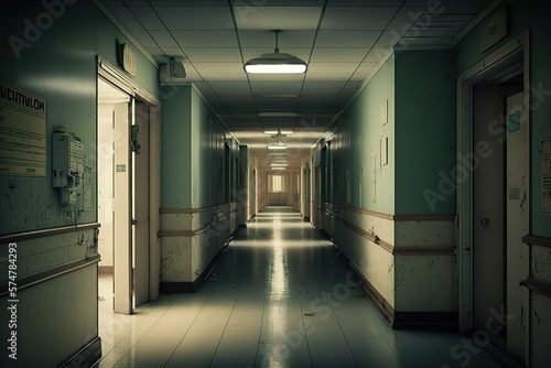 Hospital ward corridors in