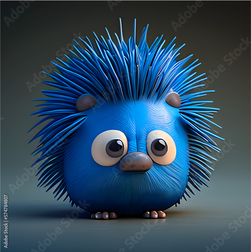 3d cute monster/porcupine - artificial intelligence