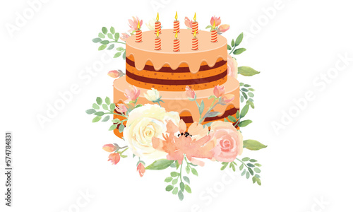 watercolor wedding cake and flower vector, watercolor wedding cake vectors, icons, clipart graphics, watercolor wedding cake vector art