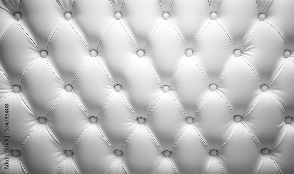 a close up of a white leather upholstered chair with a diamond pattern on the back of the seat and buttons on the back of the upholster. generative ai a close up of a white leather upholstered chair with a diamond pattern on the back of the seat and buttons on the back of the upholster. generative ai