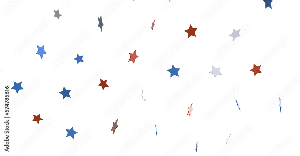 USA banner mockup with confetti stars in American national colors. USA Presidents Day, American Labor day, Memorial Day, US election concept.