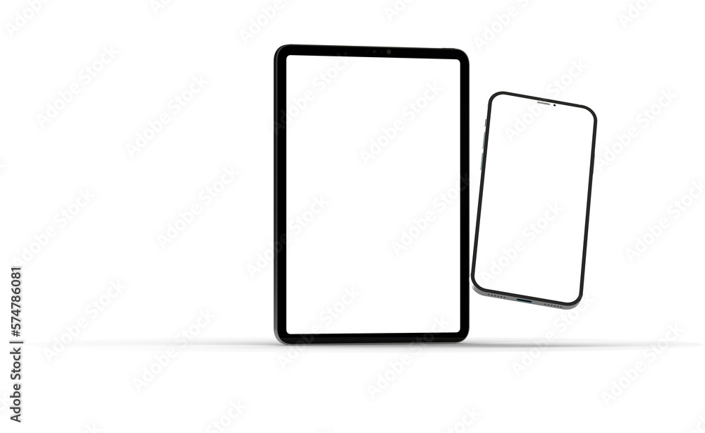 Modern tablet computer stand with blank screen isolated on white background Modern tablet computer stand with blank screen isolated on white background