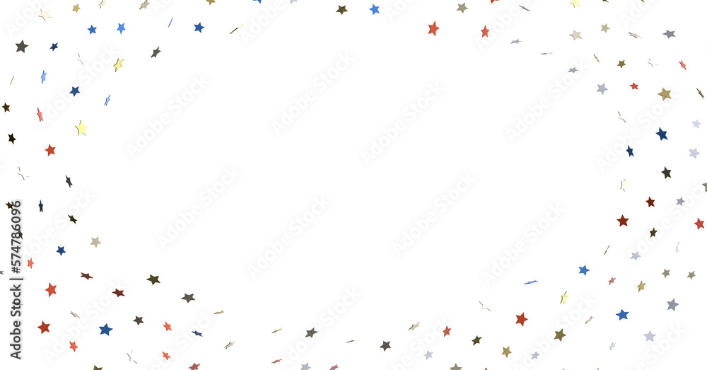 Fototapeta premium Festive background with confetti in the shape of stars in the color of the American flag. US independence day.