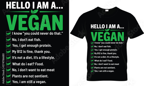 hello I am a vegan, vegan t shirt design