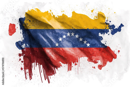 Venezuela Flag Expressive Watercolor Painted With an Explosion of Color, Movement and Artistic Flair, generative ai