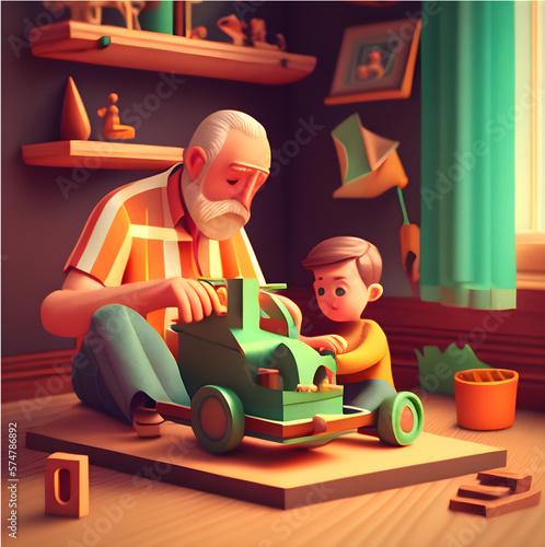 father and son playing together - artificial intelligence