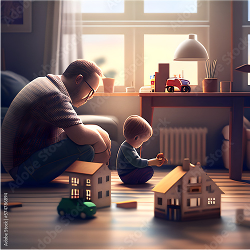 father and son playing together - artificial intelligence