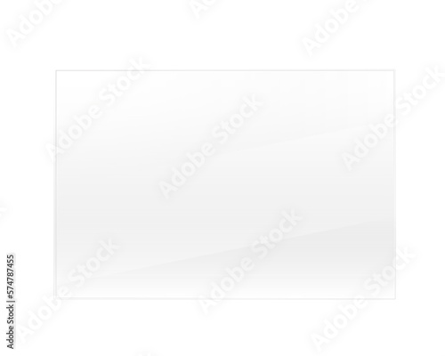 Rectangle glass surface, transparent realistic plate  made of glass.  Acrylic or plastic textured translucent frame. Png