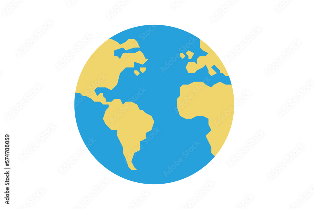 Earth color icon globe illustration on a white background. Vector.