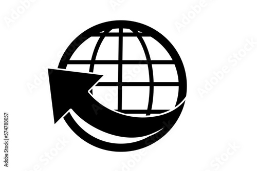 Icon symbolizing international delivery. Black and white illustration.