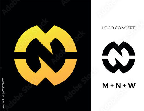 Gradient logo design with MNW initials vector photo