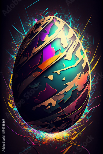 3D abstract Easter egg that looks like a faberge egg - Generative Ai photo