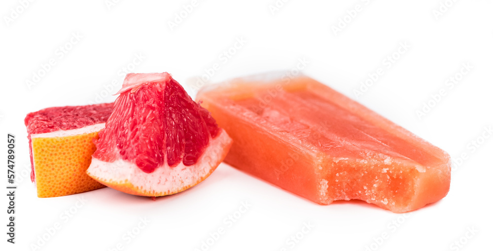 Grapefruit Popsicles on transparent (background, selective focus) Grapefruit Popsicles on transparent (background, selective focus)