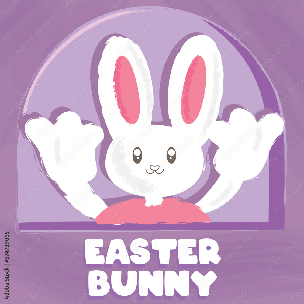 Happy easter poster with isolated easter bunny Vector Happy easter poster with isolated easter bunny Vector