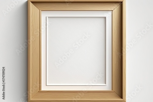 Empty wooden frame on white. Generative AI