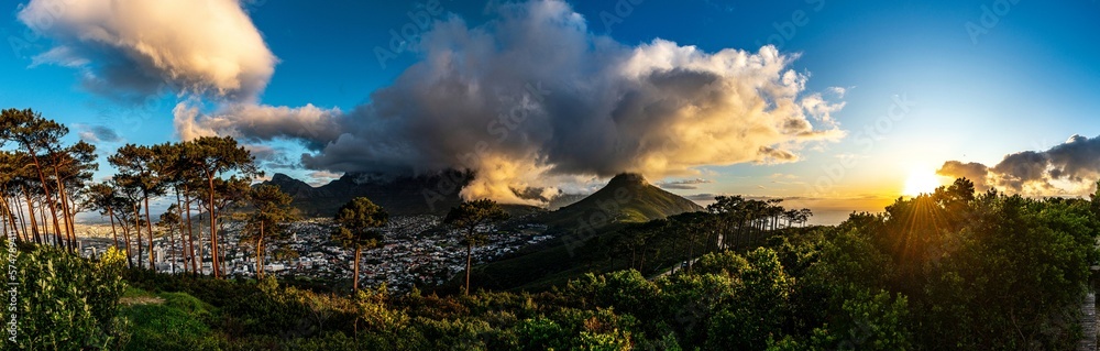 Sunset at Cape Town (South Africa) with dramatic clouds