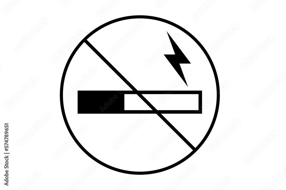 No smoking, forbidden, electronic cigarette, smoke, vape sign. Vector icon on a white background. No smoking, forbidden, electronic cigarette, smoke, vape sign. Vector icon on a white background.
